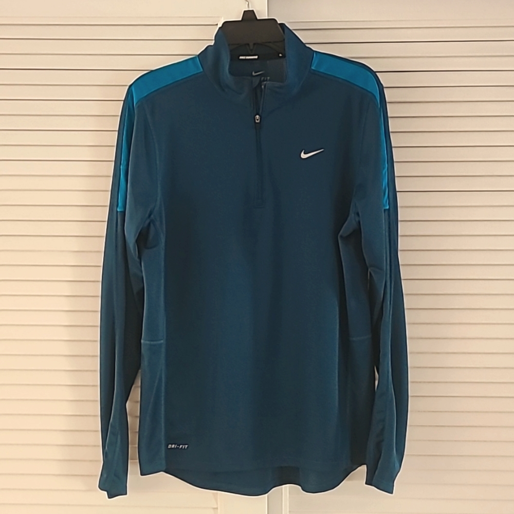Nike Running Dri-Fit 1/4 Zip Long Sleeve Shirt. Sz M. Teal  NWOT